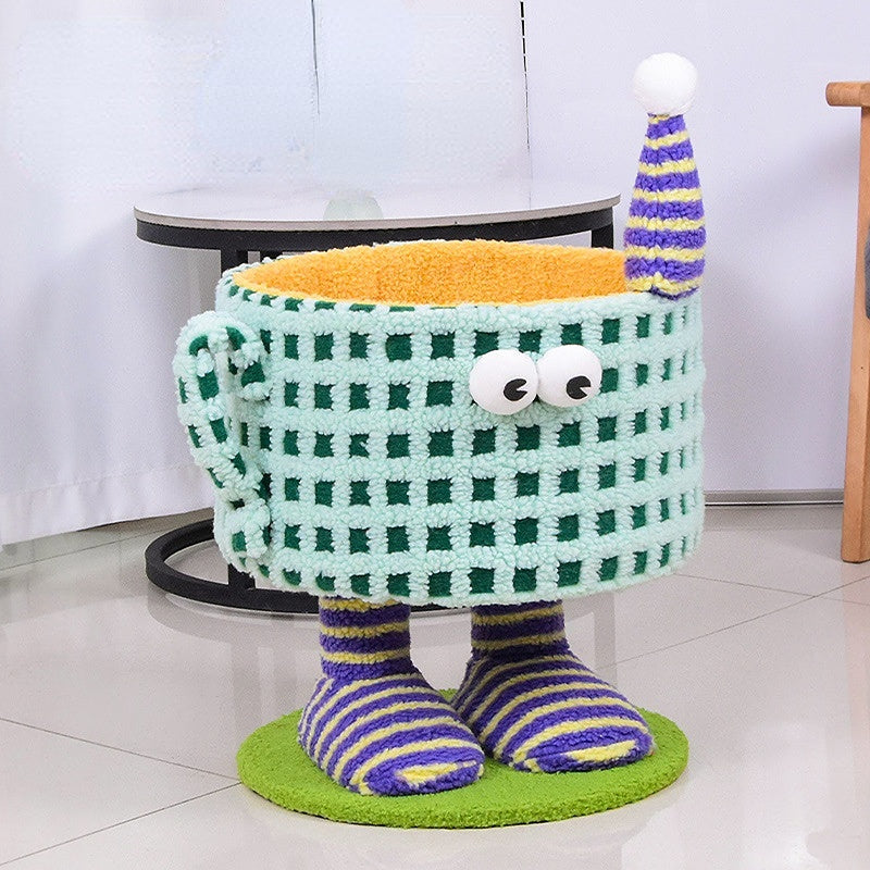 Katzenbaum grosse Katzen, Monsterform Kaffeetasse Katzenbaum, GrünLila Gemütlicher Katzenkorb, 42x43x59,5 cm