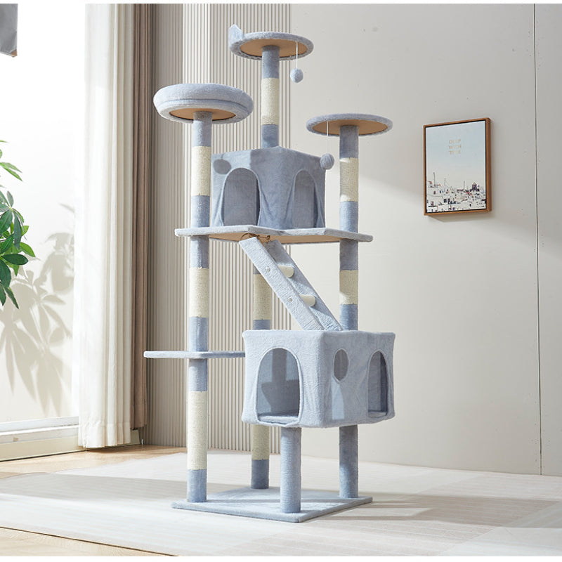 Katzenbaum grosse Katzen, Blauer Katzenbaum mit mehreren Etagen, Reichhaltig & interessant, ideal für Mehrkatzenhaushalte