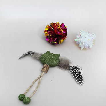 Katzenminze spielzeug, Komprimierte Katzenspielstab,Mit Federn,Haustier Beißstab Set