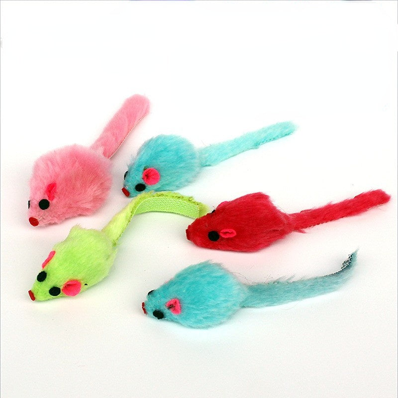 Katzenspielzeug Maus, Plüschfedern mit leuchtenden Farben, interaktiv zum Kauen und Spielen (1 Stück)