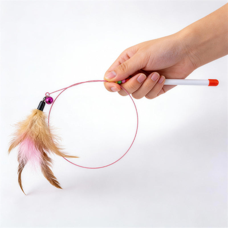 Katzenangel feder Glocke Unterhaltungsstab Elastischer Stahldraht Handheld, Zufällige Farben