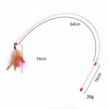 Katzenspielzeug Katzenangel elastischem Stahldraht mit Glöckchen, in verschiedenen Designs, interaktiv (1 Stück)