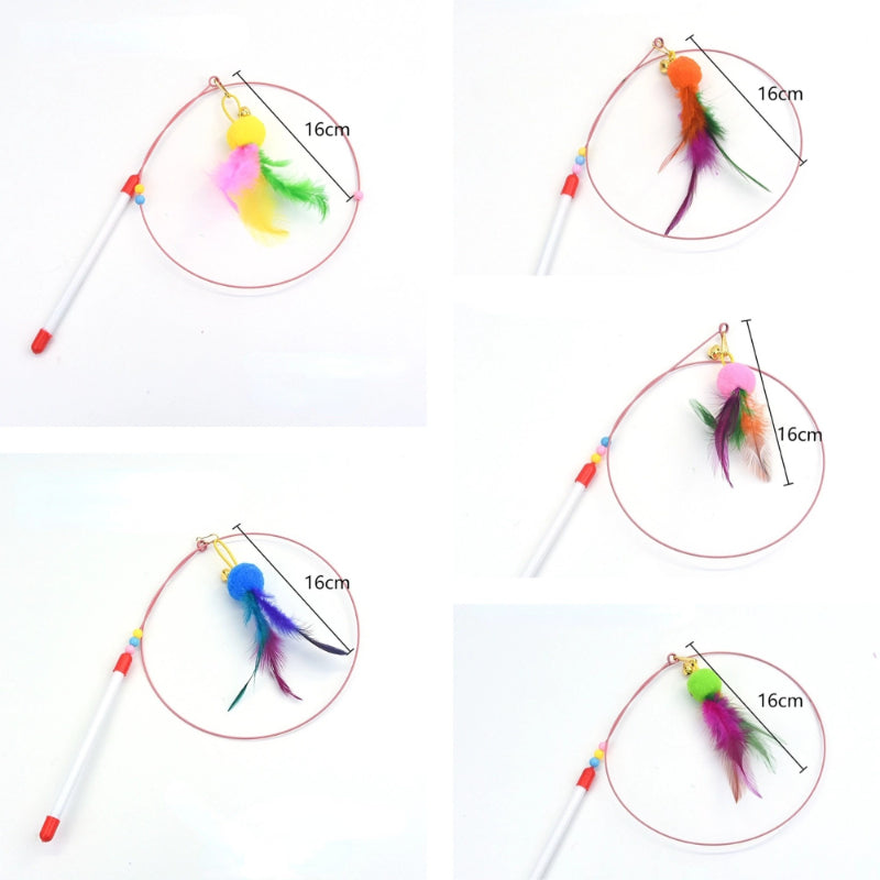 Katzenspielzeug Katzenangel elastischem Stahldraht mit Glöckchen, in verschiedenen Designs, interaktiv (1 Stück)