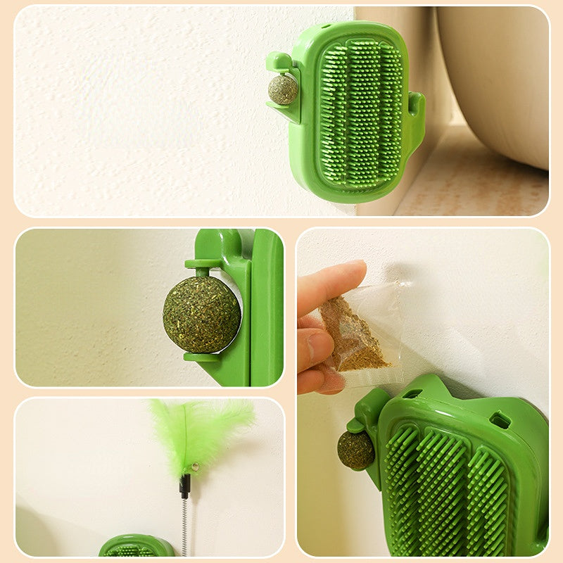 Katzenspielzeug, Katzenminze Ball Kaktus Kratzwerkzeug mit Glocke Angelrute, Home Automatisches interaktives Kratzspiel