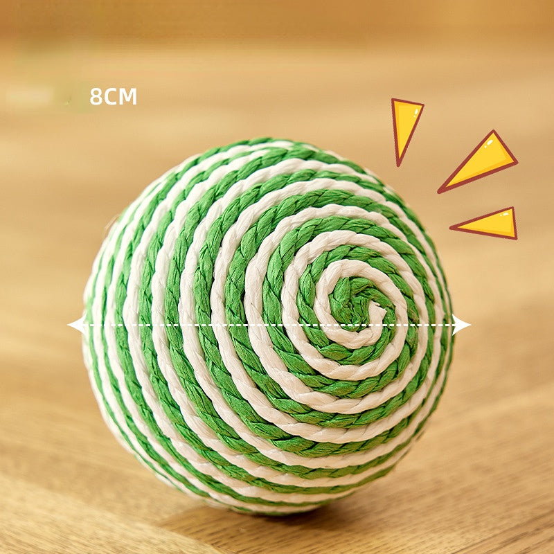 Katzenspielzeug ball Sisal 8cm kann Geräusche machen, unterhaltsam und für den Innenbereich interaktiv