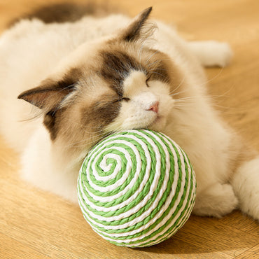 Katzenspielzeug ball Sisal 10cm kann Geräusche machen, unterhaltsam und für den Innenbereich interaktiv