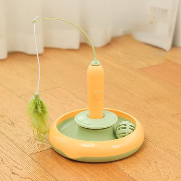 Katzenspielzeug Elektrisch, Karottenform Rotierenden Federn Katzenangel, Zwei Farben, verkaufen Ersatzfedern in Blau & Grün