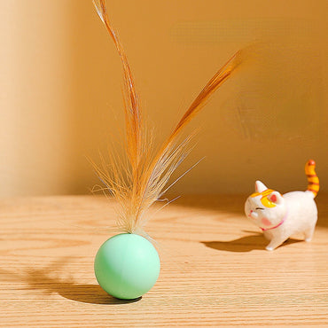 Katzen Spielzeug, Elastischen Katzenball aus Silikon mit Federn, Drei Farben eingestellt, für Spaß und Unterhaltung Ihrer Katze
