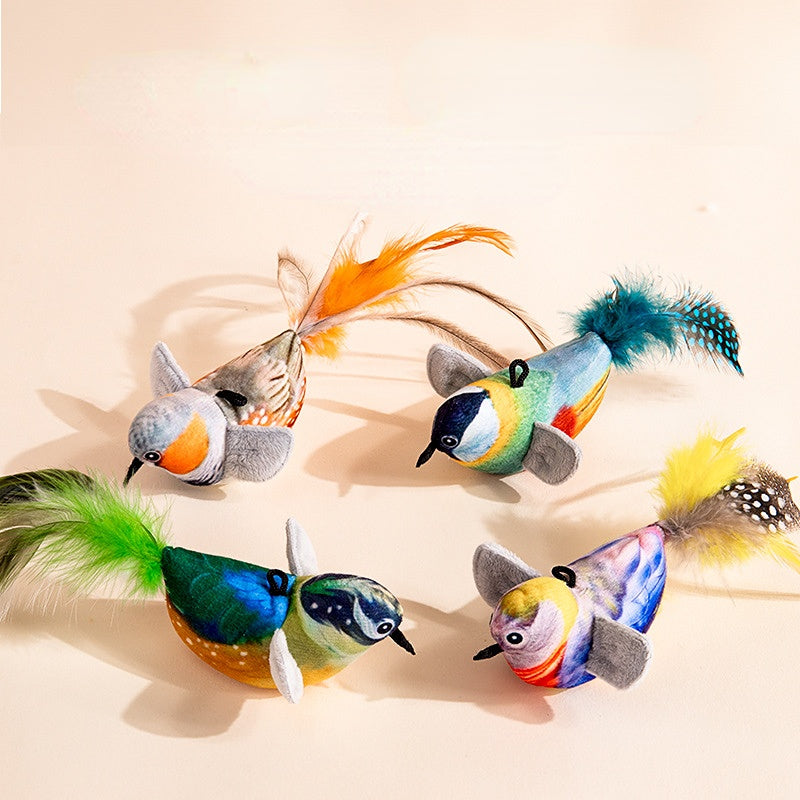 Katzenspielzeug vogel, Plüschspielzeug mit simuliertem Klang, kann zur Selbstunterhaltung im aufgehängt