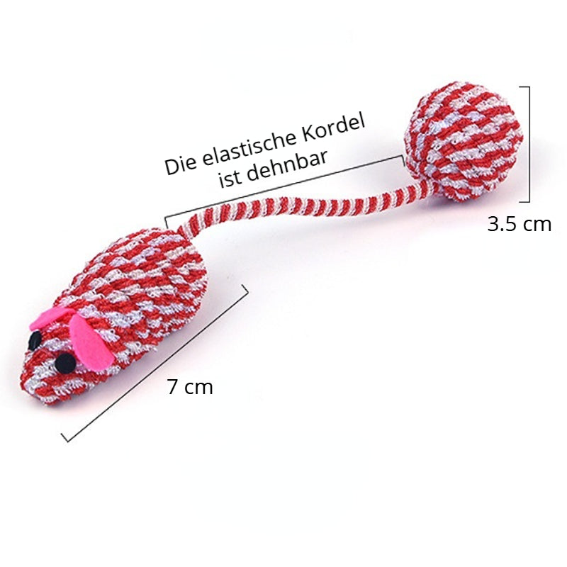 Katze Spielzeug, Geflochtene Spielzeugmaus mit Ball, Bunte Farben für aktive Katzen (1 Stück)