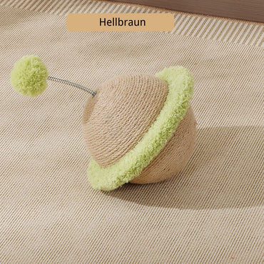 Katzen Spielzeug, UFO-Design, interaktives Kratzspielzeug aus Sisal, inklusive Plüschball in vier Farben erhältlich
