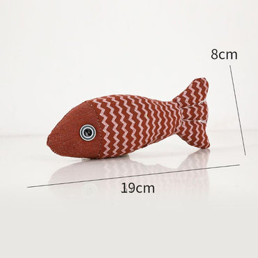 Spielzeug Katze, Interaktives Katzenminze Spielzeug zum Selbstvergnügen, weiches plüschiges Fischspielzeug in Rot, Gelb, Grau (1 Stück)