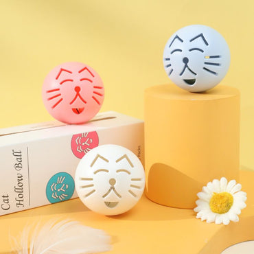 Katzen Spielzeug, Interaktive Spielbälle für Katzen, 3er Set mit Katzenminze, Glöckchen und Leuchteffekt, in Pink, Blau und Grau