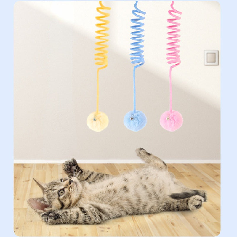 Kuscheltier für Katze, Selbstspielende Katzenspielzeug türrahmen Plüschball, Drei Farben erhältlich für Endlosen Spaß