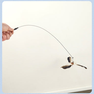 Katze Spielzeug, katzenangel, Interaktiver Feder Windmühlenform Spielzeug mit Langen Griff für Katze Endlose Unterhaltung