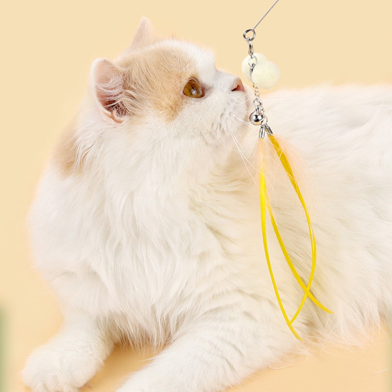 Katze Spielzeug, Teleskopisch Klingel Feder Katzenangeln mit Fische, Schmetterlinge & Libellen, Unterhaltungsspiele für Katzen