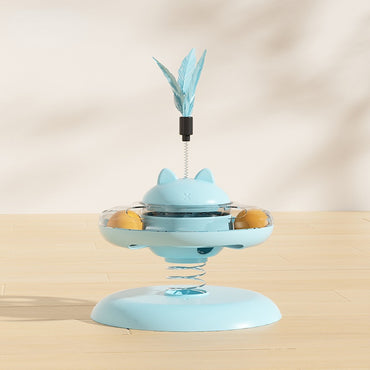 Katze Intelligenzspielzeug, interaktives Futterspielzeug mit Cat-Drehteller und Katzenangel, fördern die geistige Aktivität