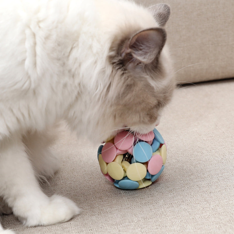 Katzen Spielzeug, Katzenball, Makaron-Drei-Farben-Glockenbälle Bälle, 6,5 cm & 7,5 cm Zwei Durchmesser, Entspannung für Katzen