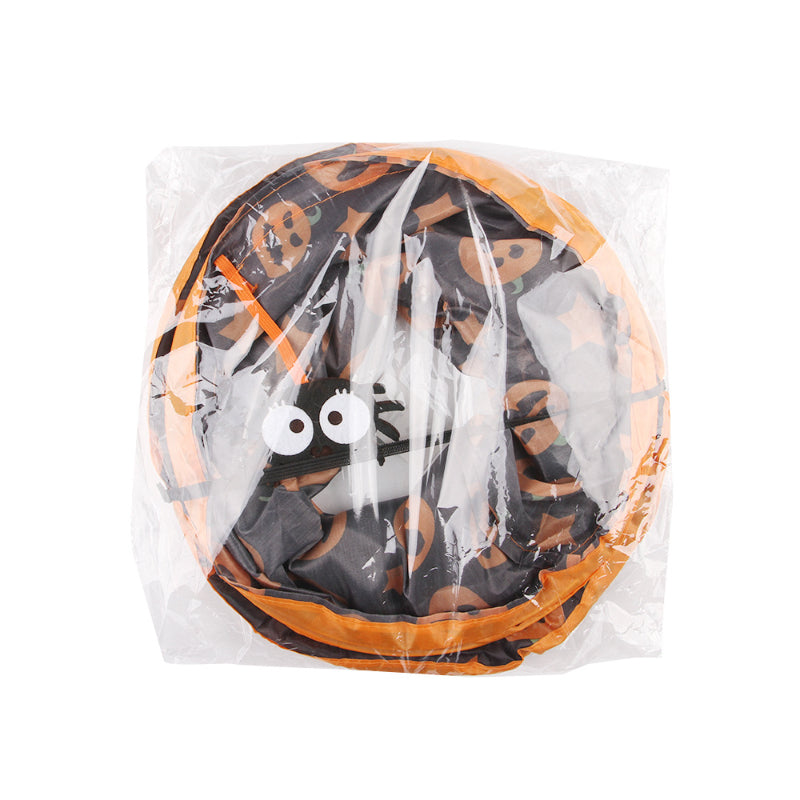 Katzentunnel für Katzen, Halloween-Kürbis-Druckmuster, Faltbarer Katzen-Tunnel mit Lautes Papier & Spinnenanhänger