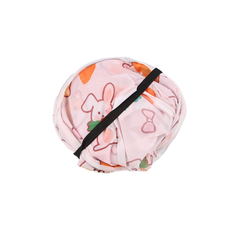 Katzentunnel, Cartoon Druckmuster Faltbarer Katzentunnel mit Hängende Plüschbälle, 3 Varianten – Gerade, Quadrat, S-Form