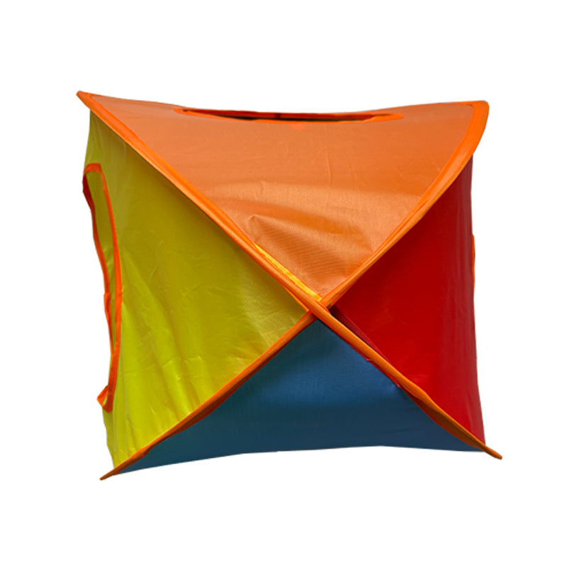 Katze Spielzeug, Faltbares Regenbogen-Campingzelt mit hängendem Katzenball, Polyestermaterial, Pop-up-Design, 50x50x46 cm