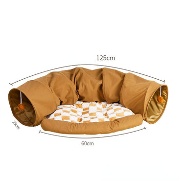 Katzentunnel, Kuschelige Katzenbett in zwei Farben, Abnehmbar Zipper Plüschkissen, Winterfester, für Spielen & Ausruhen