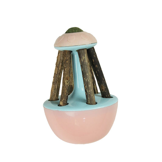 Katzen Spielzeug, Kippsicheres Design mit Feder-Katzenangel & Katzenminze-Bälle, 360-Grad-Drehung für Spaß und Zahnpflege