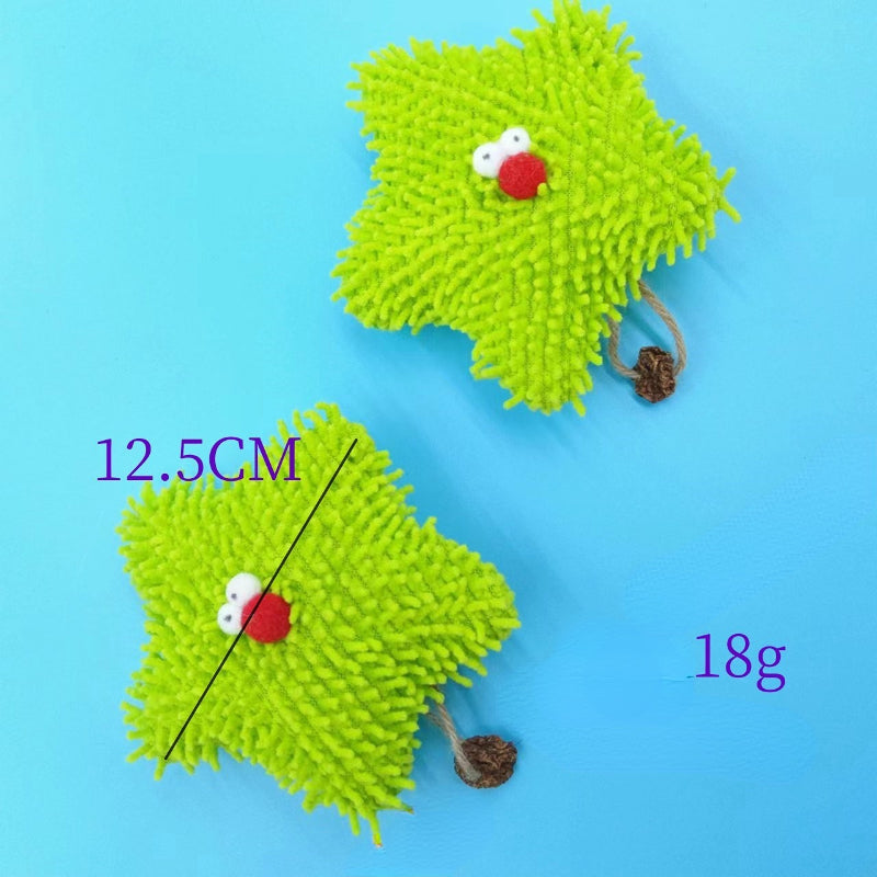 Kuscheltier für Katze, grünen Seesterns mit Katzenminze & Lautes Papier, Interaktives Kauspielzeug für Katzen (2 Stück)