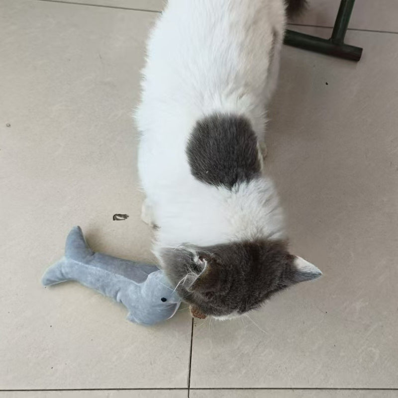 Katze Kuscheltier, Süßes Graublau Seelöwe mit Katzenminze & Glöckchen, Kauspielzeug, Linderung von Angst,16x6x15 cm