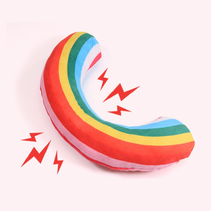 Kuscheltier für Katze, Regenbogenfarben Plüsch Katzenkissen, Katzenminze Spielzeug, 2er-Set