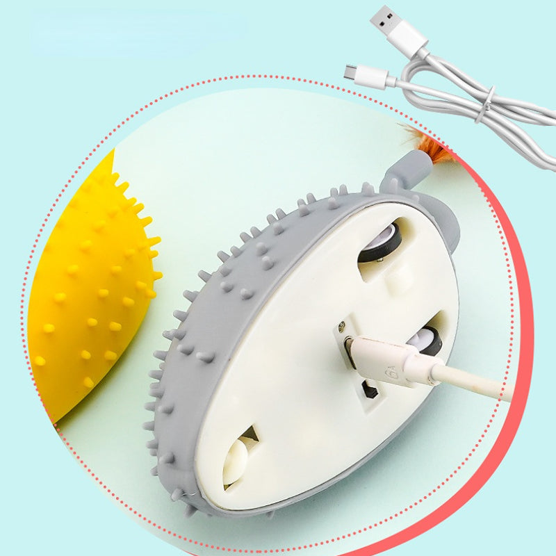 Katzenspielzeug Elektrisch, Katzenspielzeug Maus mit Silikonhülle und Feder-Schwanz, Grau, für maximale Aufmerksamkeit