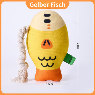 Hundespielzeug Quietschen, Lustiger Fisch mit Knisterfunktion, Interaktives Hundespielzeug zur Beschäftigung und Energieabau