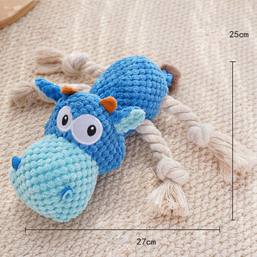 Kuscheltier für Hunde, Plüschtiere Löwe und Nilpferd mit Quietscher für Interaktive Spiele, Langeweile lindern, Drei Farben