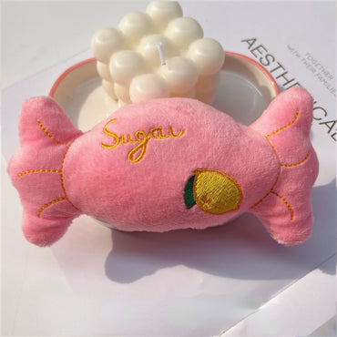 Hund Kuscheltiere, Süßigkeiten-Plüschtiere für kleine Hunde, Hundespielzeug Quietschen in Zwei Farben (1 Stück)