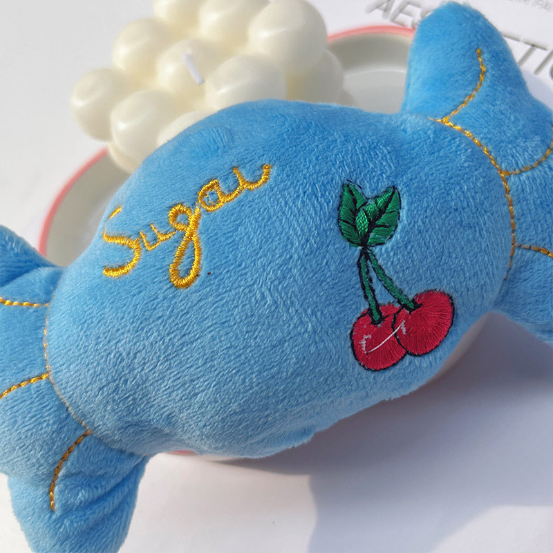 Hund Kuscheltiere, Süßigkeiten-Plüschtiere für kleine Hunde, Hundespielzeug Quietschen in Zwei Farben (1 Stück)