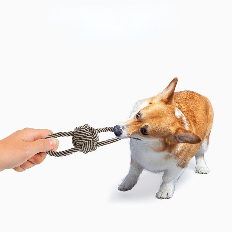 Hundespielzeug Ball mit Seil, Handzugball aus Baumwollseil, kann gekaut und gespielt werden, um Energie zu verbrauchen