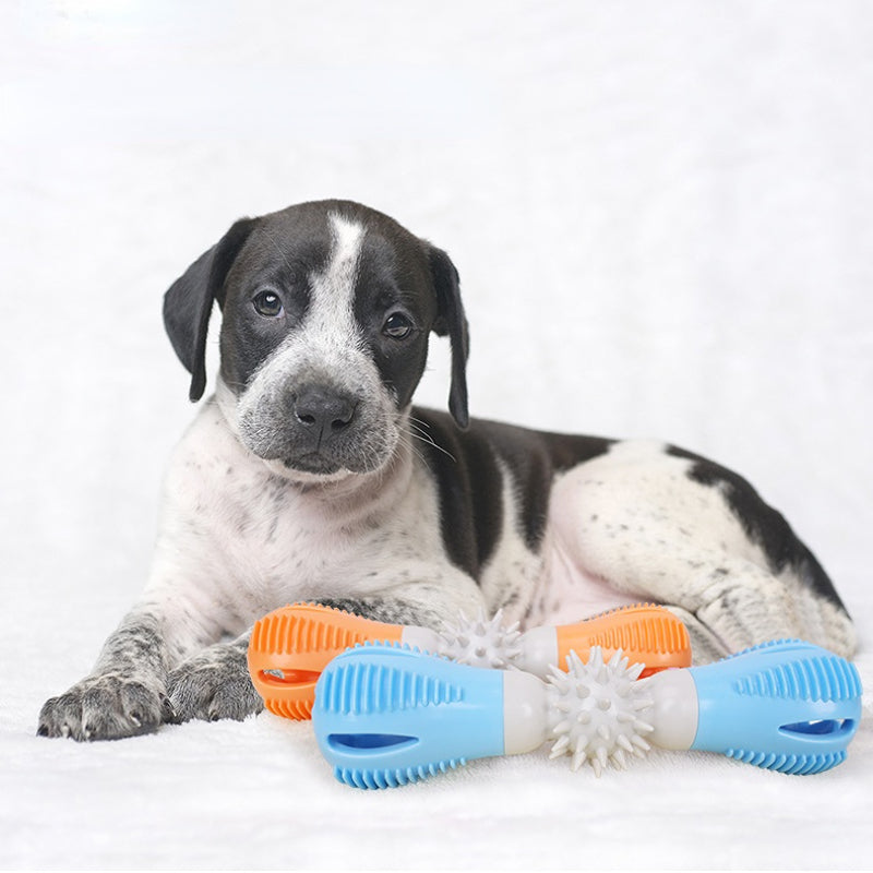 Hundespielzeug Unkaputtbar, Hantel Slow Futterspielzeug, Kauspielzeug & Hundeleckerli Spender für Aktive Hunde, Zwei Farben