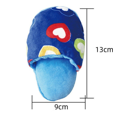 Kuscheltier für Hunde, Blauer Hausschuh Plüsch Kauspielzeug mit Herzmuster, interaktives Hundespielzeug für Hunde, 13x8x6cm