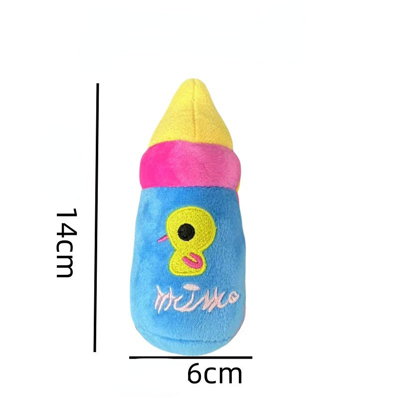 Kuscheltiere für Hunde, Milchflaschen-Design mit BB-Sound, Zarter Plüsch, Weich & bequem, Zahnreinigung, zwei Farben