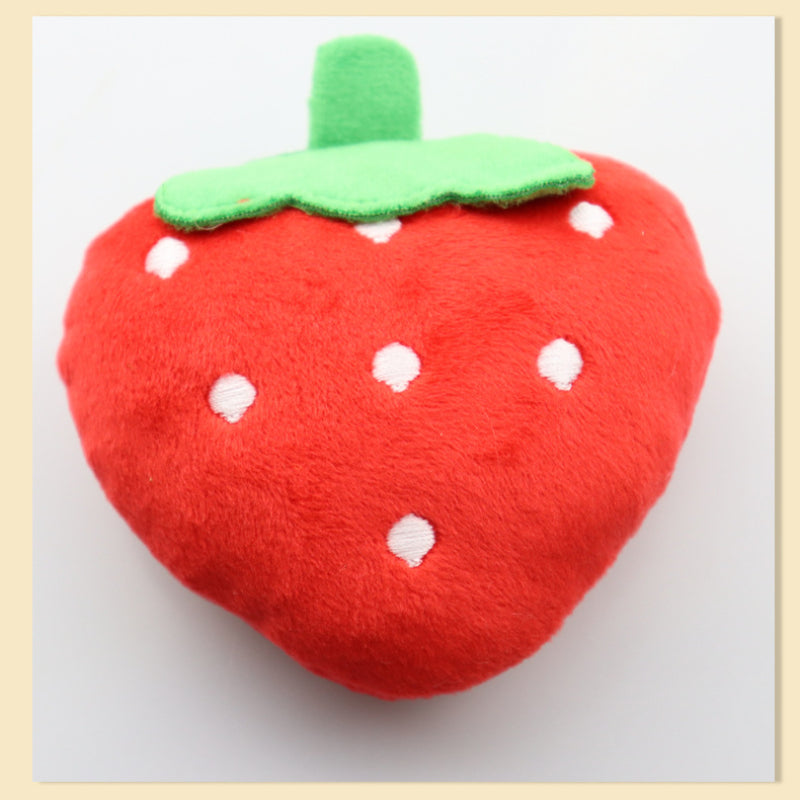 Kuscheltier für den Hund, Hundespielzeug Quietschen in Flache Erdbeerform, Weich & Zahnpflege für Hunde, Zwei Farben