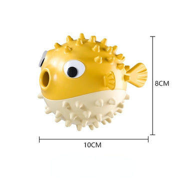 Futterball Hund, Hund Lernspielzeug, das Futter ausläuft, langlebiges, niedliches Kugelfisch-Design, Spielen beim Essen (1 Stück)