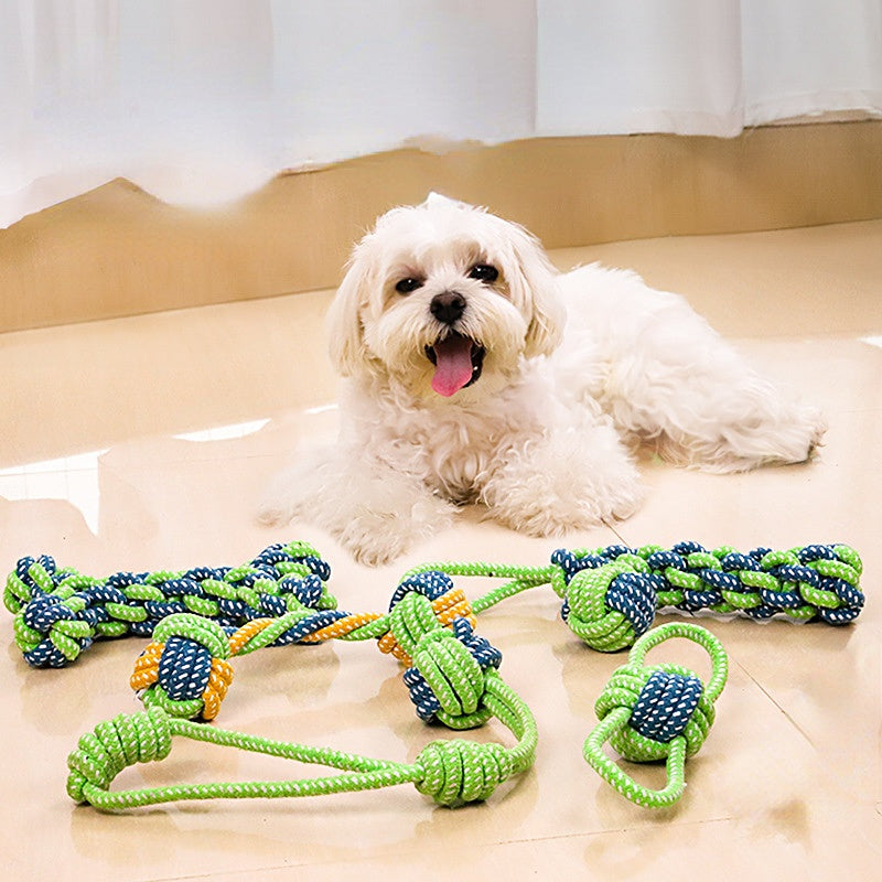 Hundespielzeug unkaputtbar, aus Baumwollseil mit Knoten, Drei Stile Spaßspielzeug für Hunde zur Backenzahn (1 Stück)
