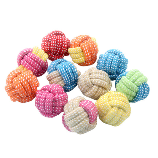 Hund Ballen aus Baumwolle, Handgefertigter 2-Farben Knotenball für Hunde, 6 cm Leichtgewicht und kompakt (1 Stück)