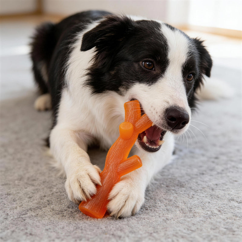 Hundespielzeug unkaputtbar für Groß und Klein, Spielzeug aus umweltfreundlichem Gummi, lustiges Kauspielzeug in Astform (1 Stück)