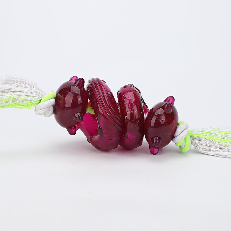 Spielzeug für den Hund, Kauspielzeug mit Futterauslass, TPR und Baumwollseil, rutschfestes Hundespielzeug für mittelgroße und große Hunde, tiefrot, 30×9,5×8,5 cm