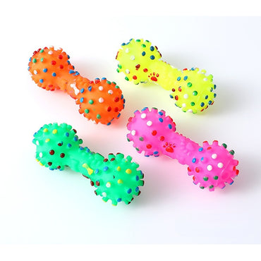 Kauknochen Hund, Hantelform, Hundespielzeug quietschen aus Gummi, Spaß & Zahnreinigung, Zufälligen Farben, 4er-Set