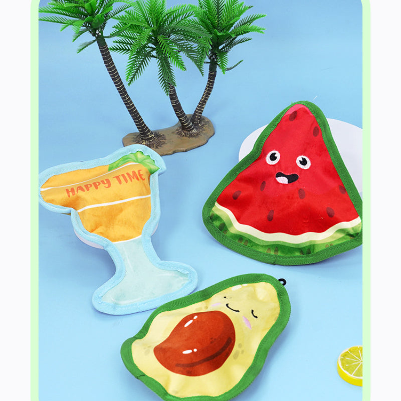 Kuscheltier für den Hund, Obstspielzeuge für kleine und mittelgroße Hunde, Mit integriertem Quietscher, drei Varianten