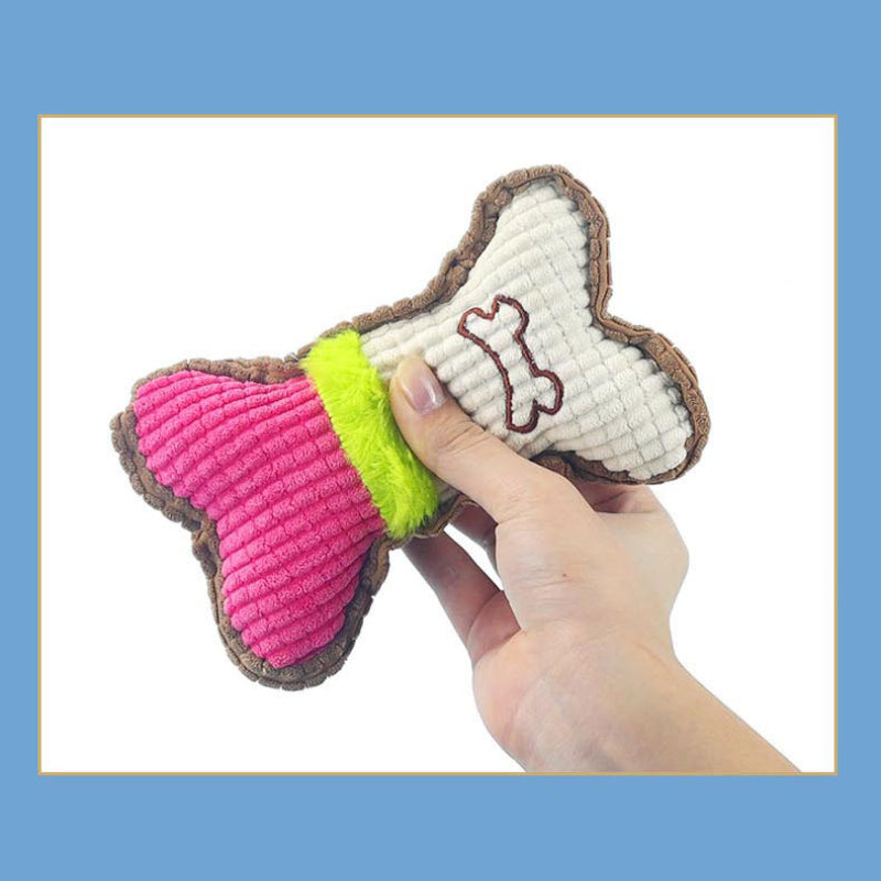 Kauknochen Hund, Maissamt Hund kuscheltiere mit Geräuschfunktion, für spielende Hunde, Zufällige Farben,17x11x4 cm