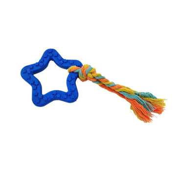Hundespielzeug Unkaputtbar, Robustes Kauspielzeug im Sternform mit buntem Seil, Vielseitiges Hundespielzeug als Ziehtau für Große und Kleine Hunde
