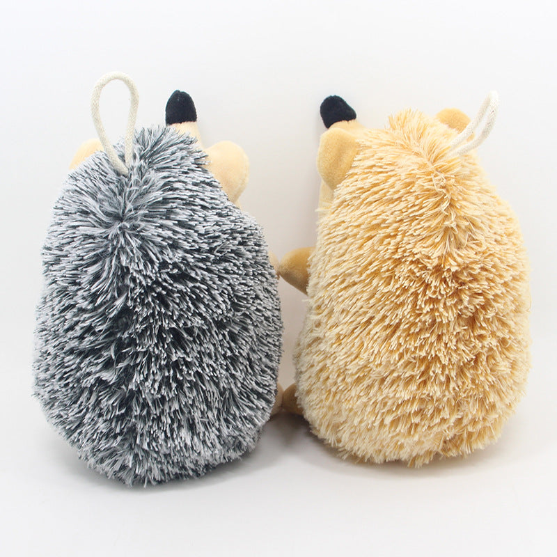 Kuscheltier für Hunde, Squeaky Plüsch Igel Kauspielzeug, Geeignet für Kleine und Mittlere Hunde, Braun und Schwarz (1 Stück)